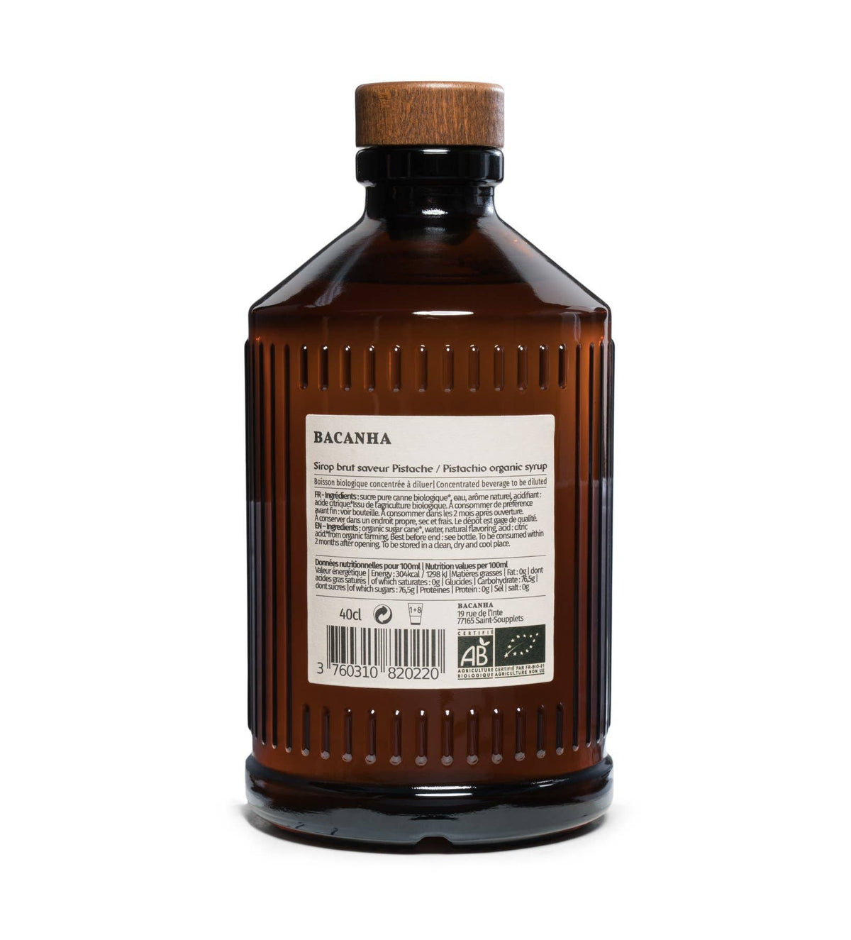 Sirop cu aromă naturală de fistic - Organic, 400ml Bacanha