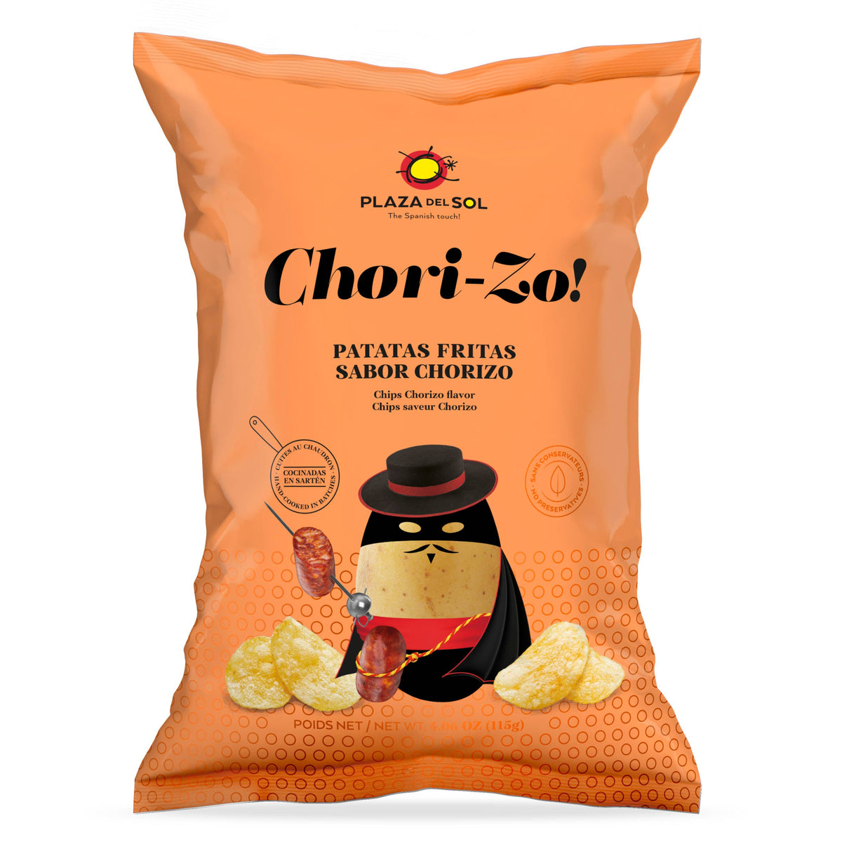 Chipsuri de cartofi cu aromă de chorizo spaniol, 115g, Plaza del Sol