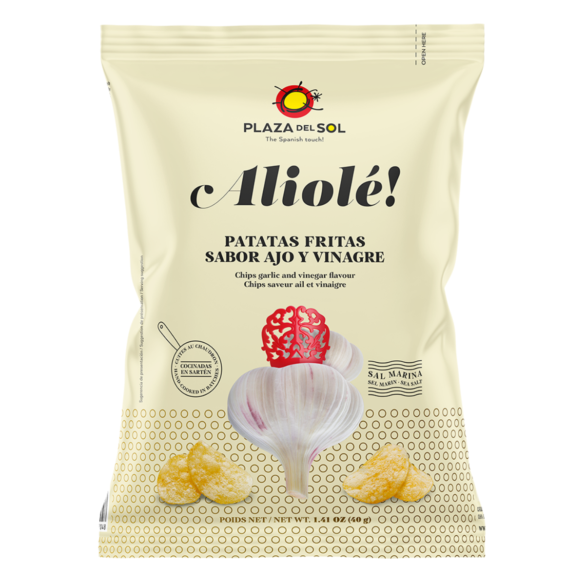 Chipsuri de Cartofi Plaza del Sol Aliolé! (Aromă de Sos de Usturoi și Oțet), 40g