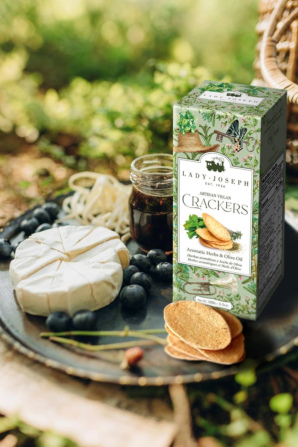 Crackers Vegani Artizanali Lady Joseph cu Ierburi Aromatice și Ulei de Măsline, 100g