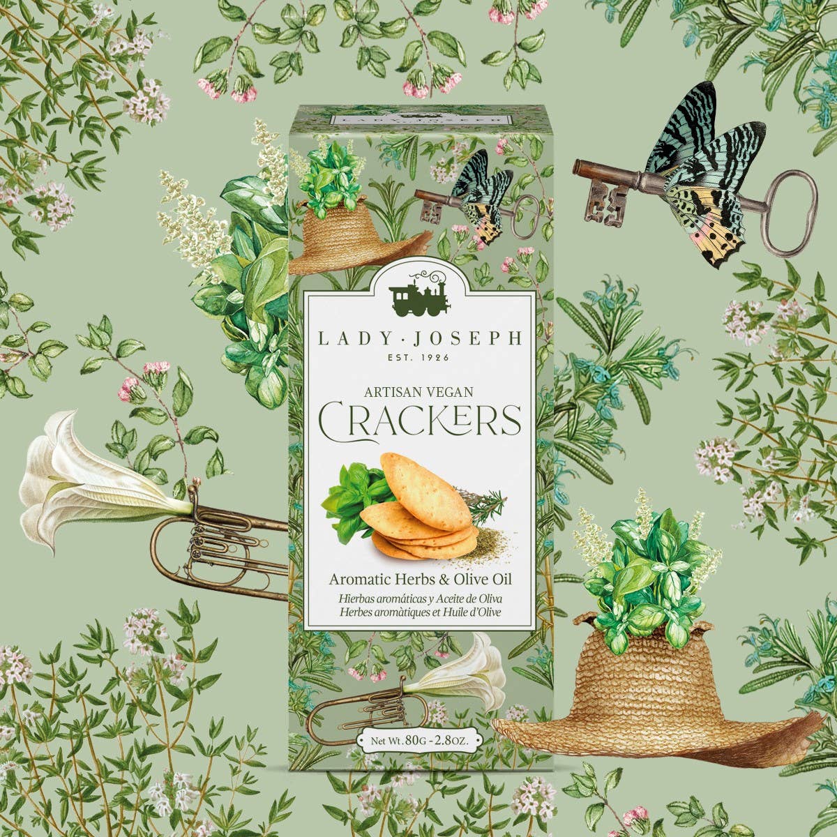 Crackers Vegani Artizanali Lady Joseph cu Ierburi Aromatice și Ulei de Măsline, 100g