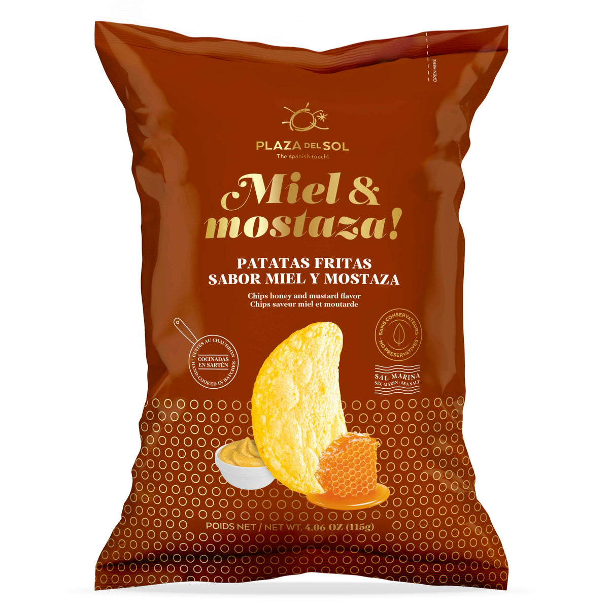 Chipsuri de cartofi cu aromă de miere și muștar Plaza del Sol, 115g
