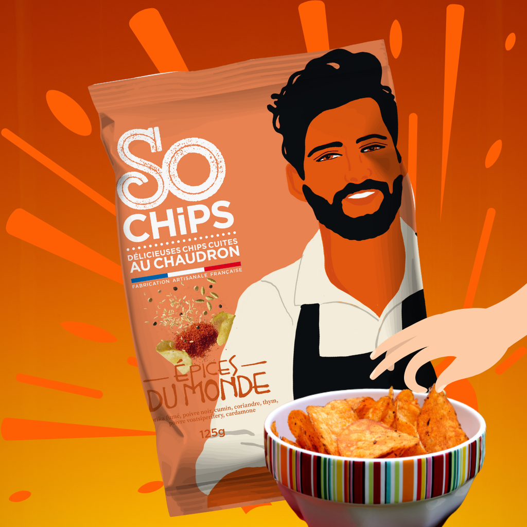 Chipsuri artizanale din cartofi cu condimente din întreaga lume, 125g, So Chips