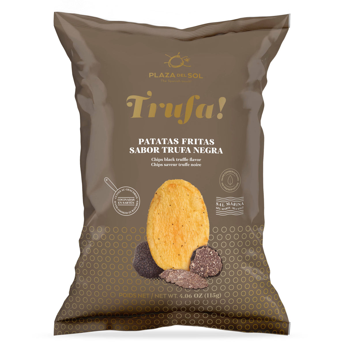 Chipsuri de cartofi cu aromă de trufe negre Trufa, 115g Plaza del Sol