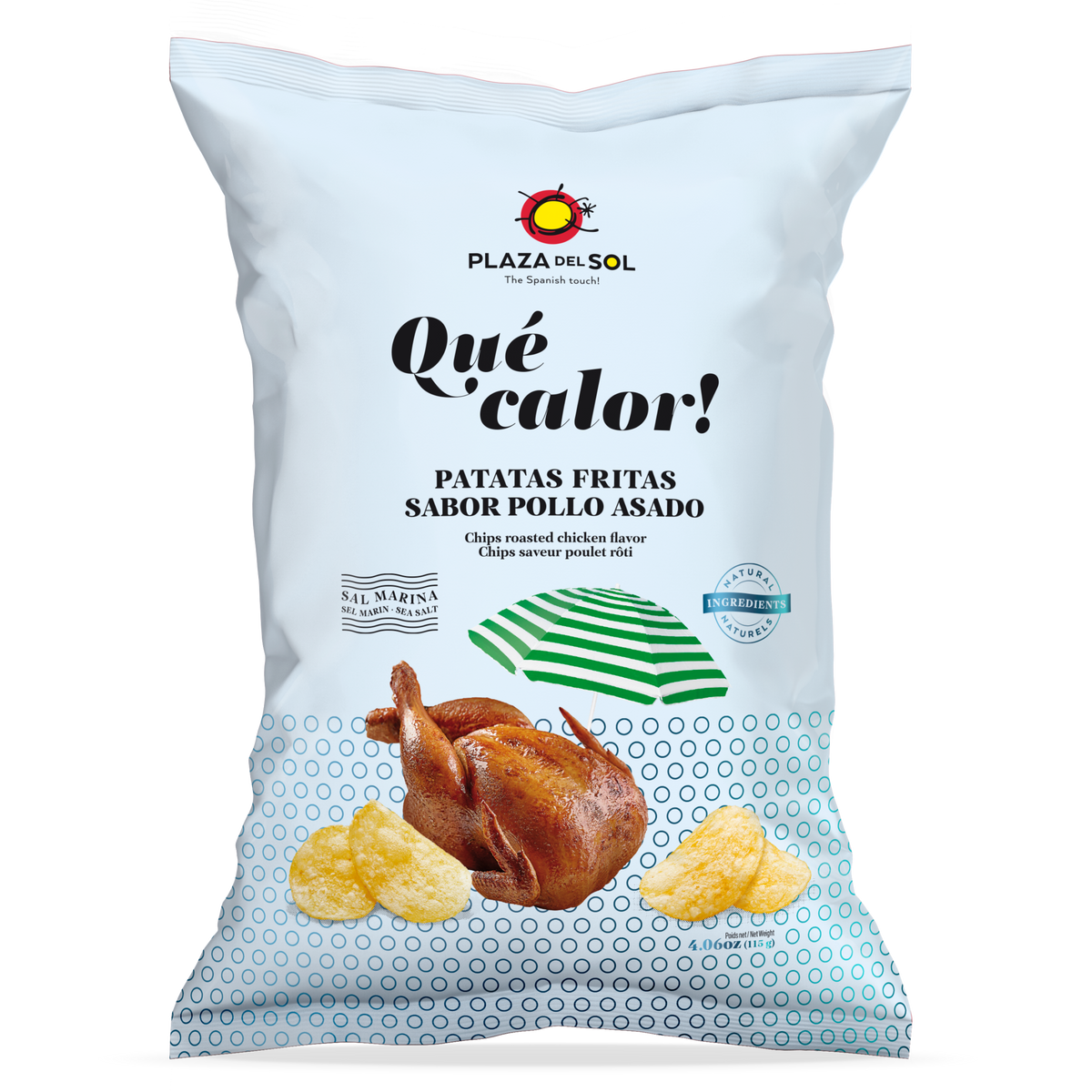 Chipsuri de Cartofi Plaza del Sol Qué Calor! (Aromă de Pui Fript și Lămâie), 115g
