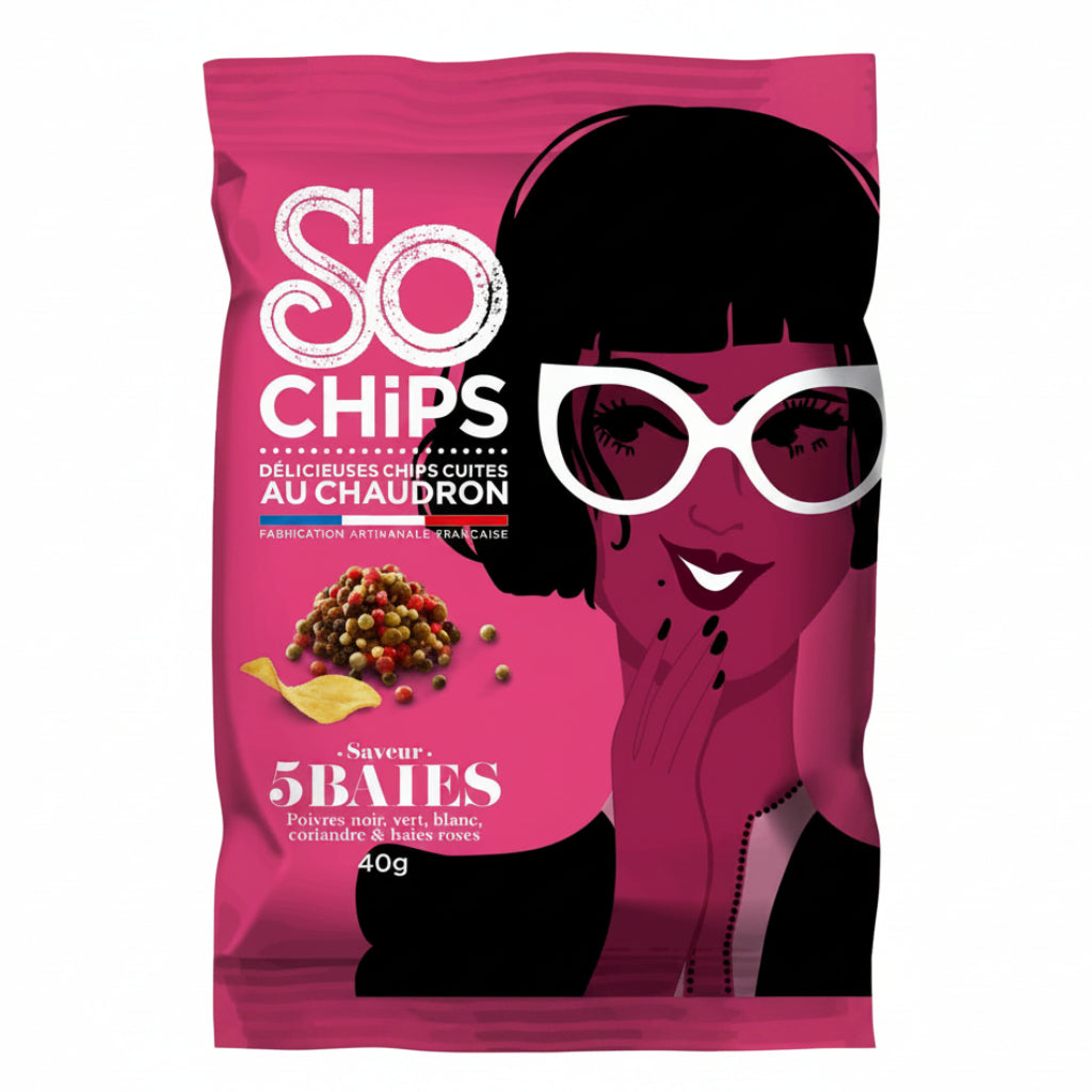 Chipsuri artizanale cu amestec de 5 tipuri de piper 40g So Chips
