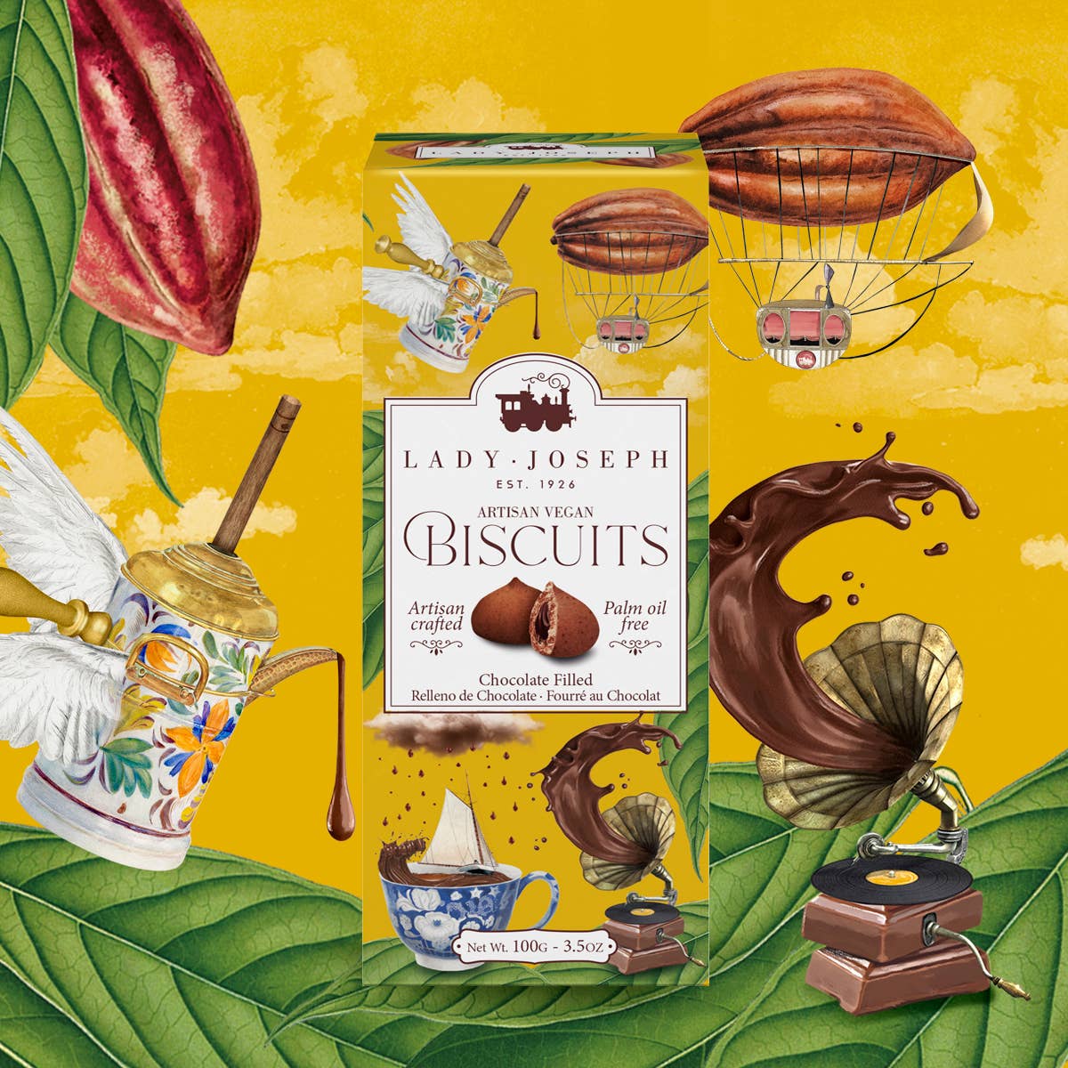 Fursecuri Vegane Artizanali Lady Joseph Umplute cu Ciocolată, 100g