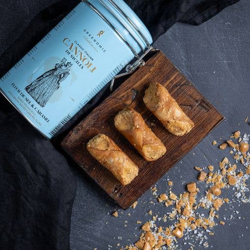Cannoli sicilieni cu cremă de caramel sărat și floare de sare, 200g  Greenomic Delikatessen