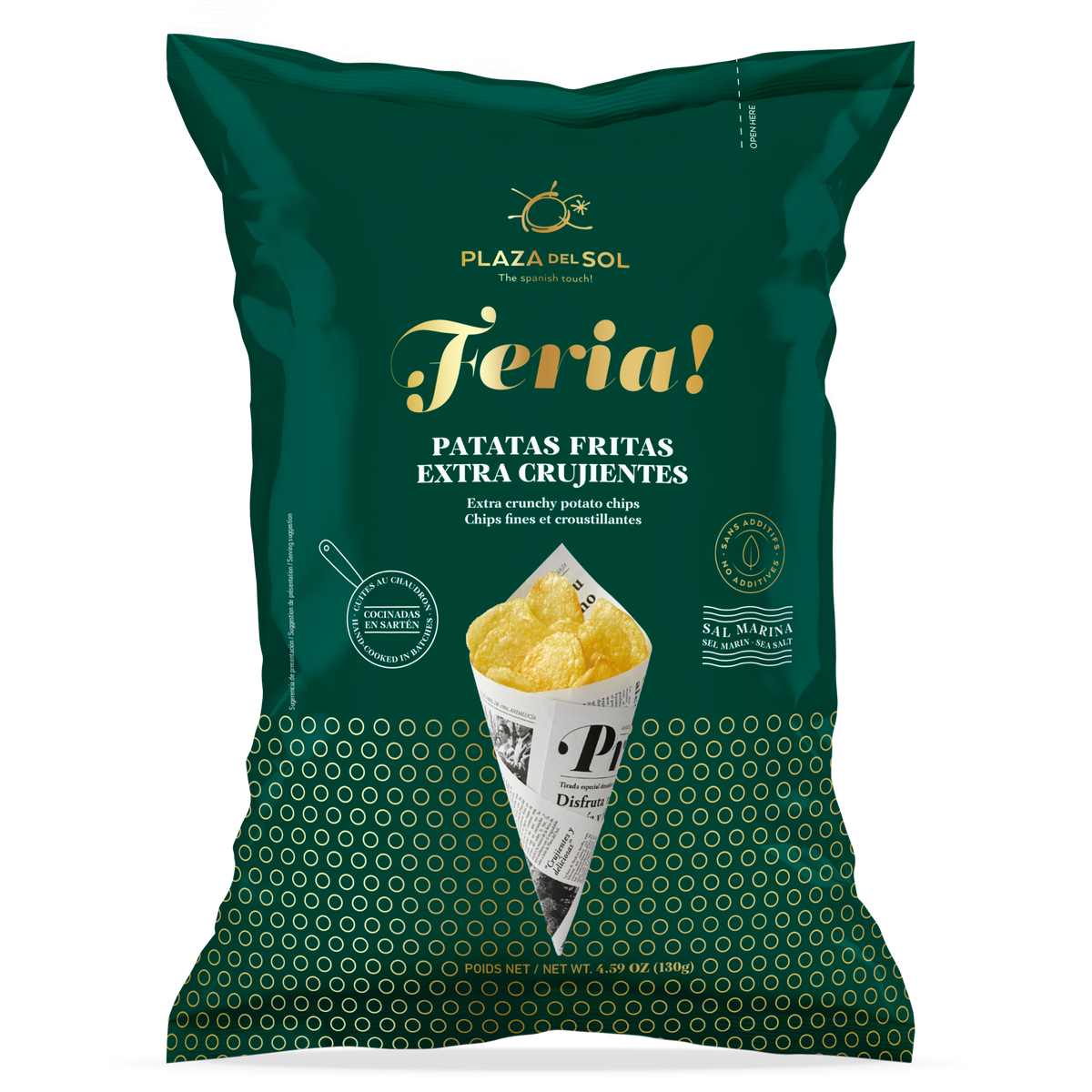Chipsuri de cartofi extra crocante Feria! 130g,Plaza del Sol