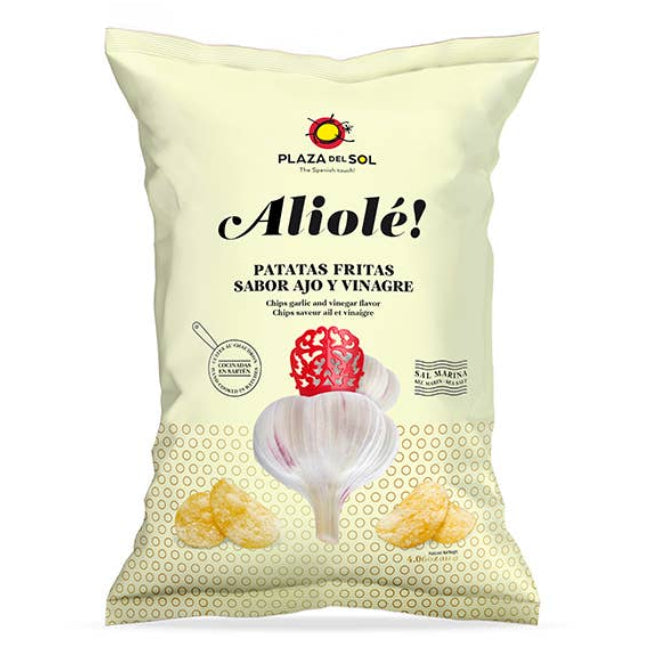 Chipsuri de cartofi cu aromă de sos Alioli (usturoi și oțet) Plaza del Sol, 115g