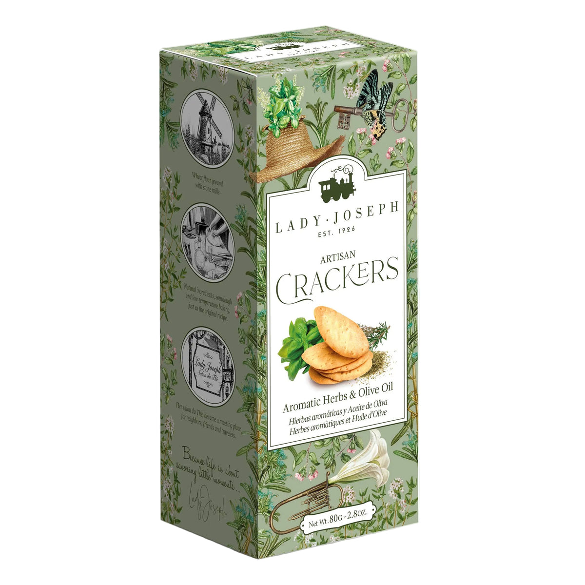 Crackers Vegani Artizanali Lady Joseph cu Ierburi Aromatice și Ulei de Măsline, 100g