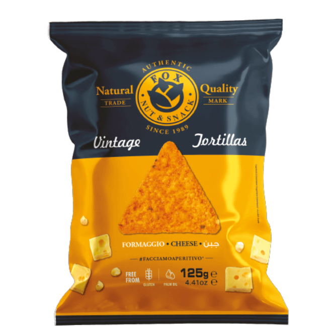 Chipsuri din Porumb Fox Tortilla cu Gust de Brânză Nacho, 125g