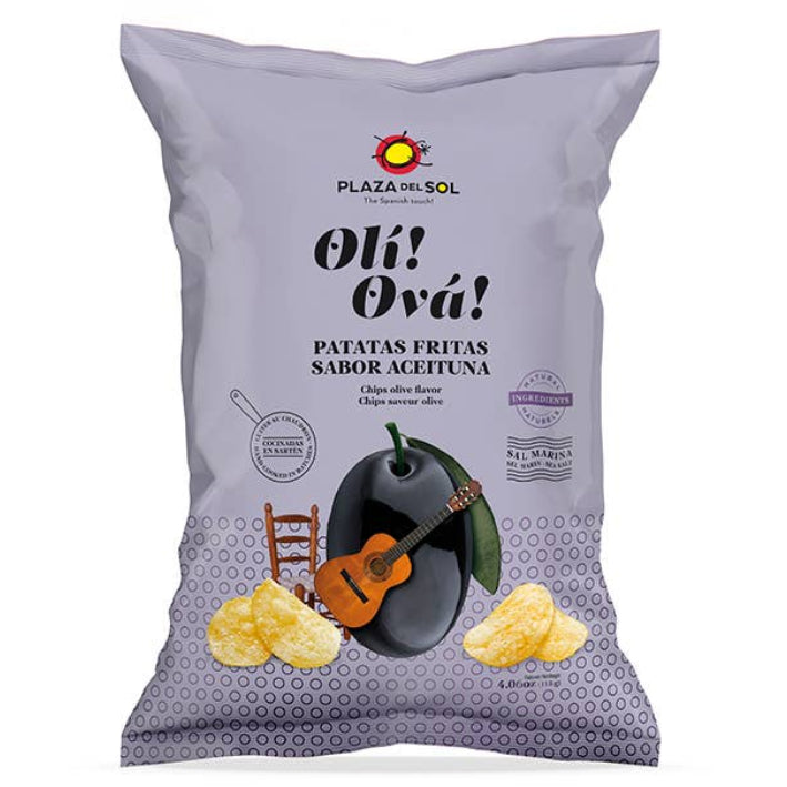 Chipsuri de cartofi cu aromă de măsline negre Olí! Ova!, 115g Plaza del Sol