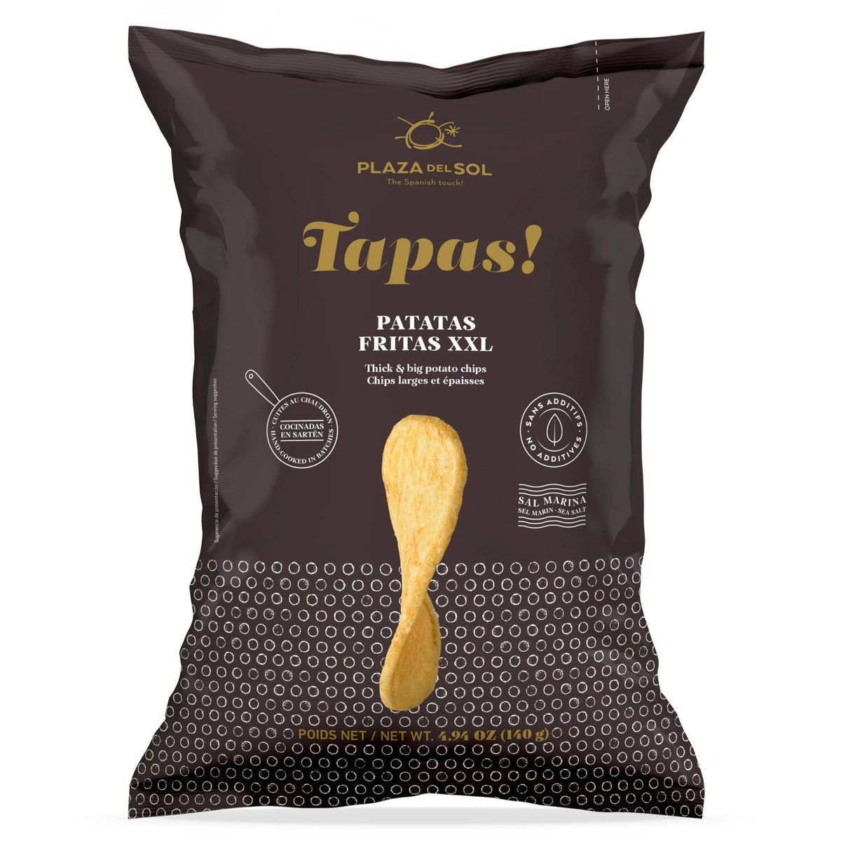 Chipsuri de cartofi mari și groase Tapas! 140g Plaza del Sol