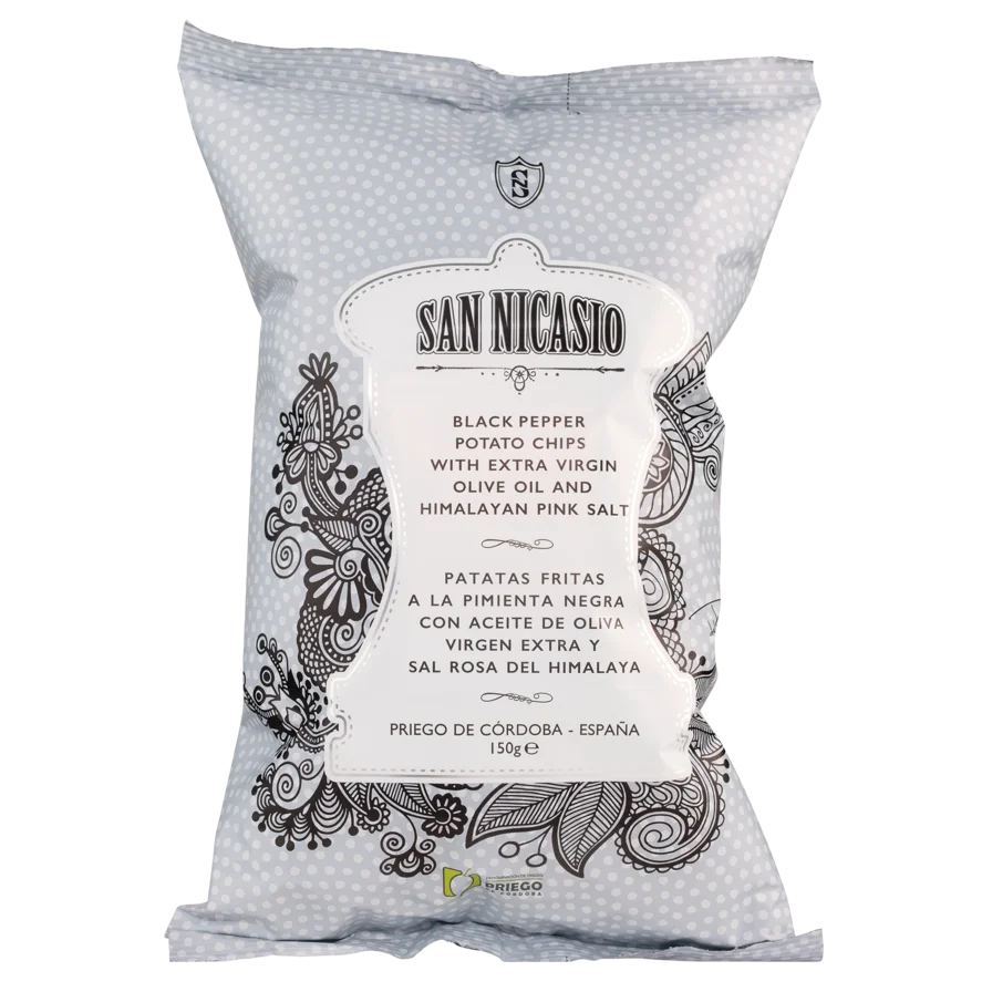 Chipsuri Premium cu Piper Negru și Sare Roz de Himalaya, 150g Dan Nicasio