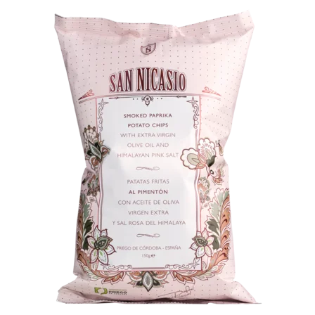 Chipsuri Premium cu aroma de Boia Dulce Afumată de la Vera, 150g San Nicasio