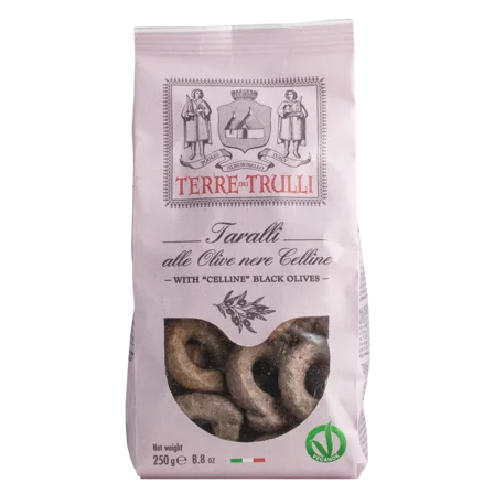 Taralli cu măsline negre Cellina, 230g Terre dei Trulli