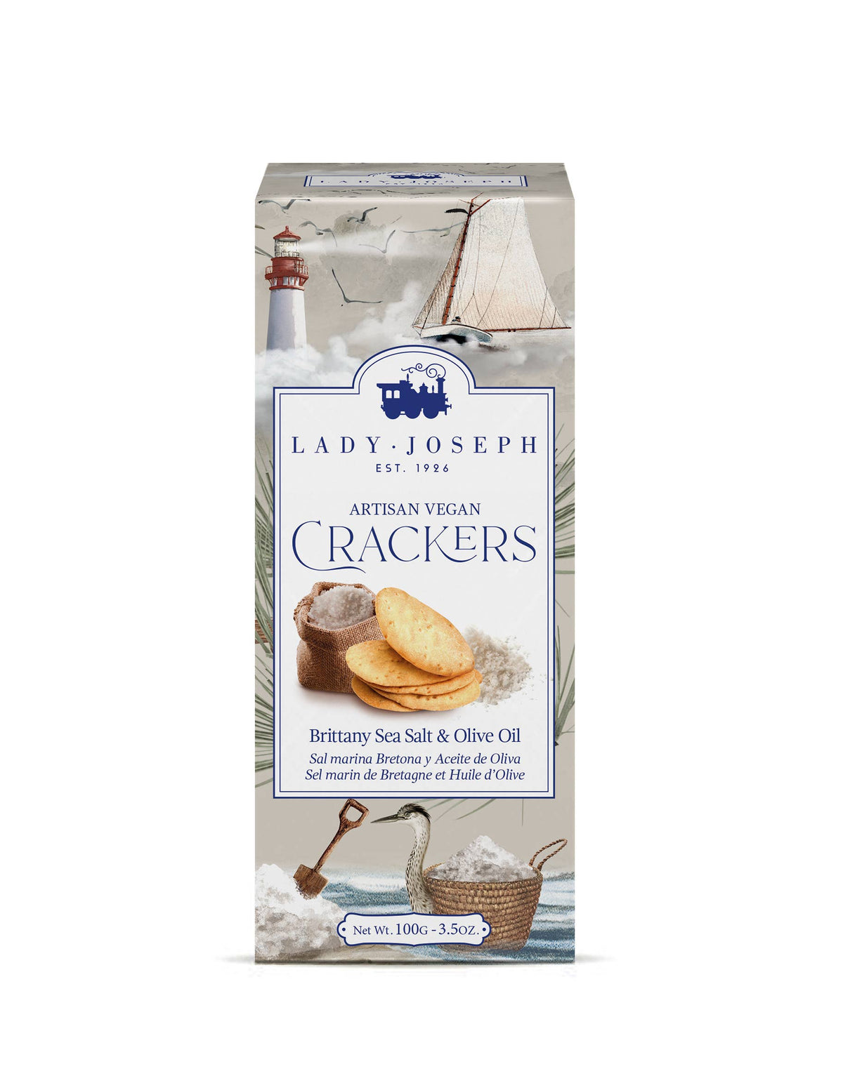 Crackers Vegani Artizanali Lady Joseph cu Sare de Mare din Bretania și Ulei de Măsline, 100g