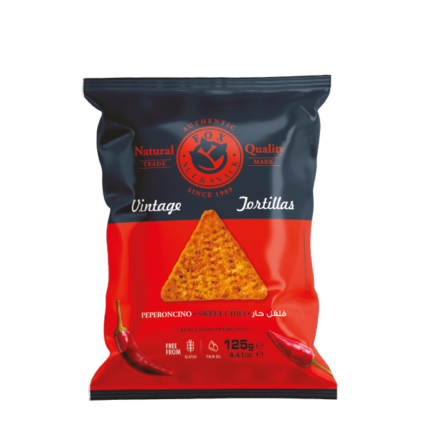 Chipsuri din Porumb Fox Tortilla cu Gust de Chili Dulce, 125g