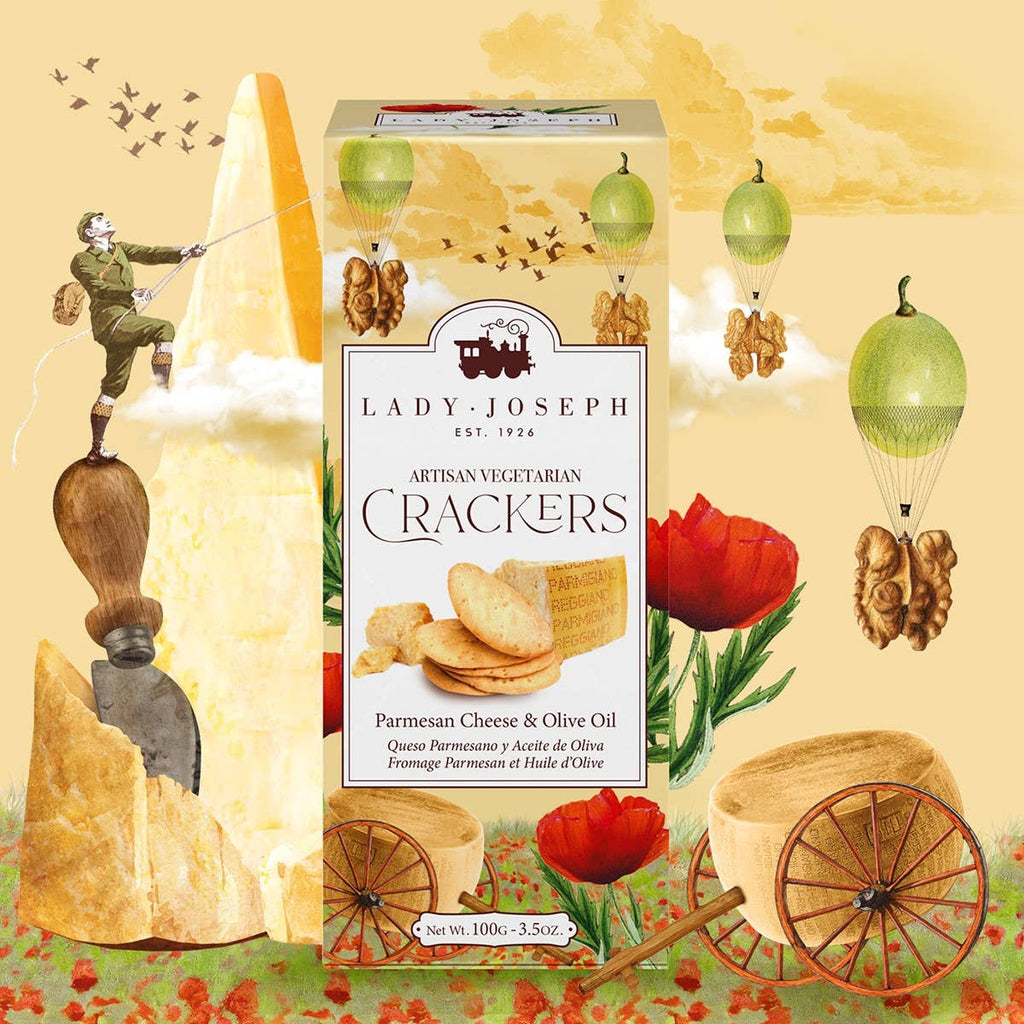 Crackers Artizanali Lady Joseph cu Parmezan și Ulei de Măsline, 100g