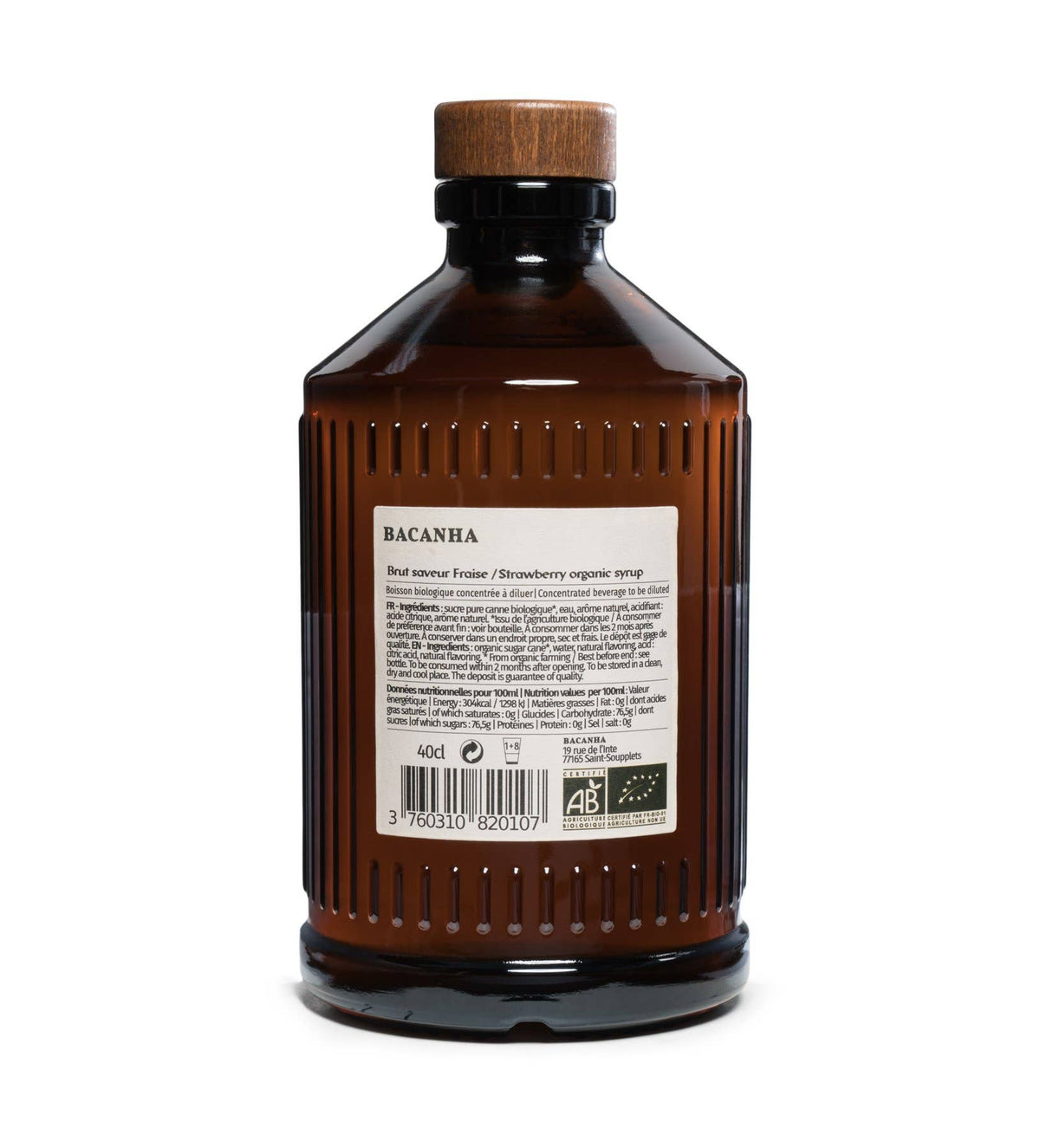 Sirop cu aroma naturala de capsuni - Organic, 400ml Bacanha