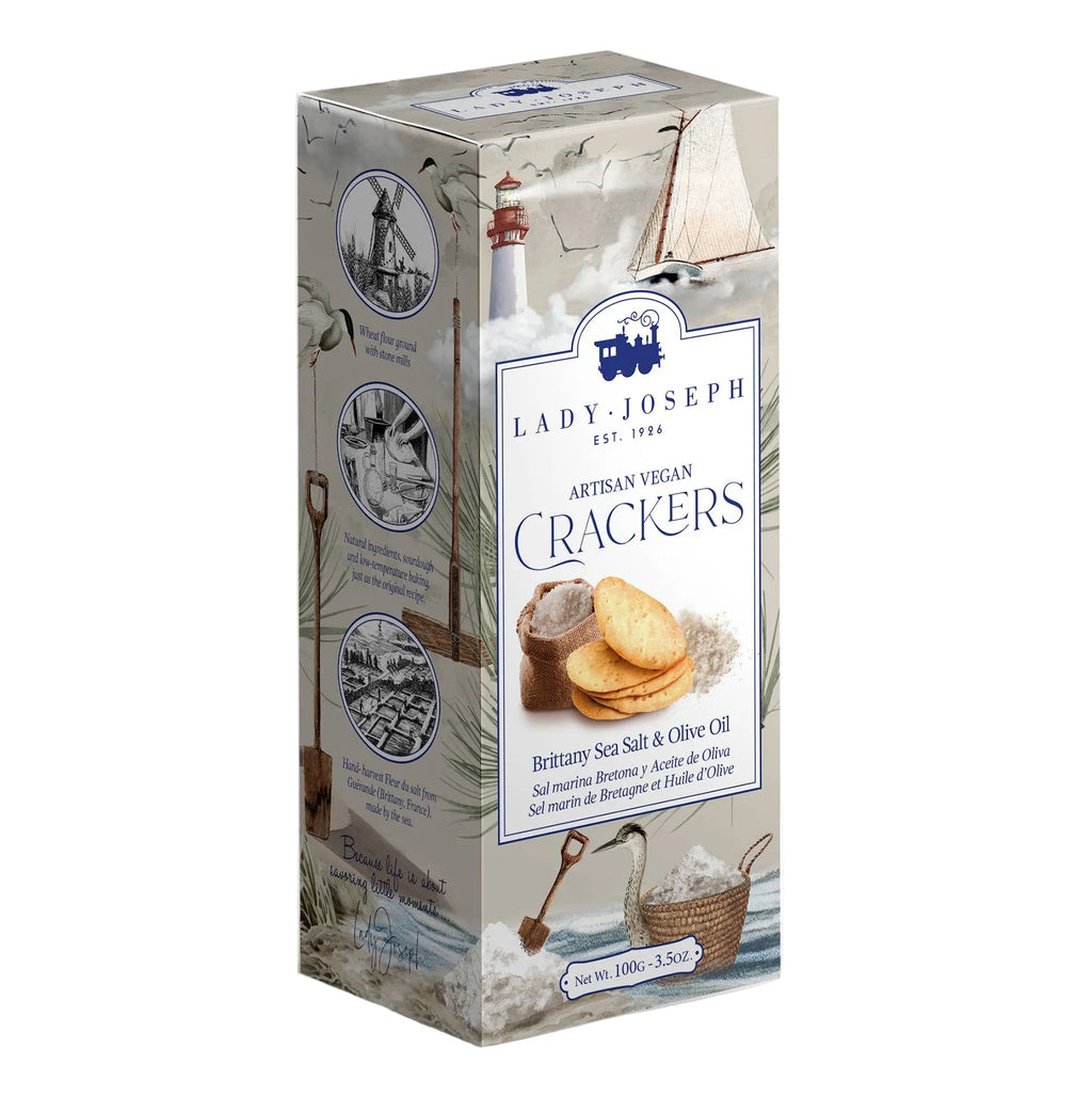 Crackers Vegani Artizanali Lady Joseph cu Sare de Mare din Bretania și Ulei de Măsline, 100g