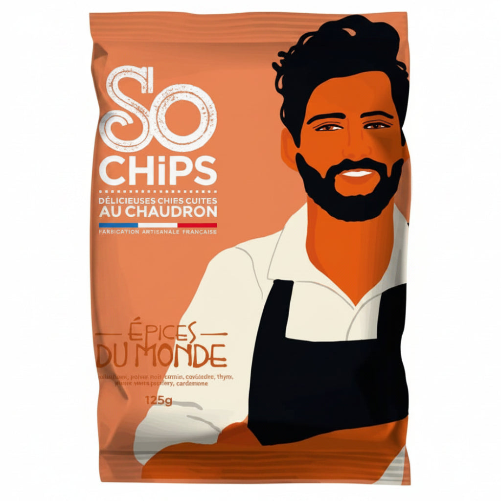 Chipsuri artizanale din cartofi cu condimente din întreaga lume, 125g, So Chips
