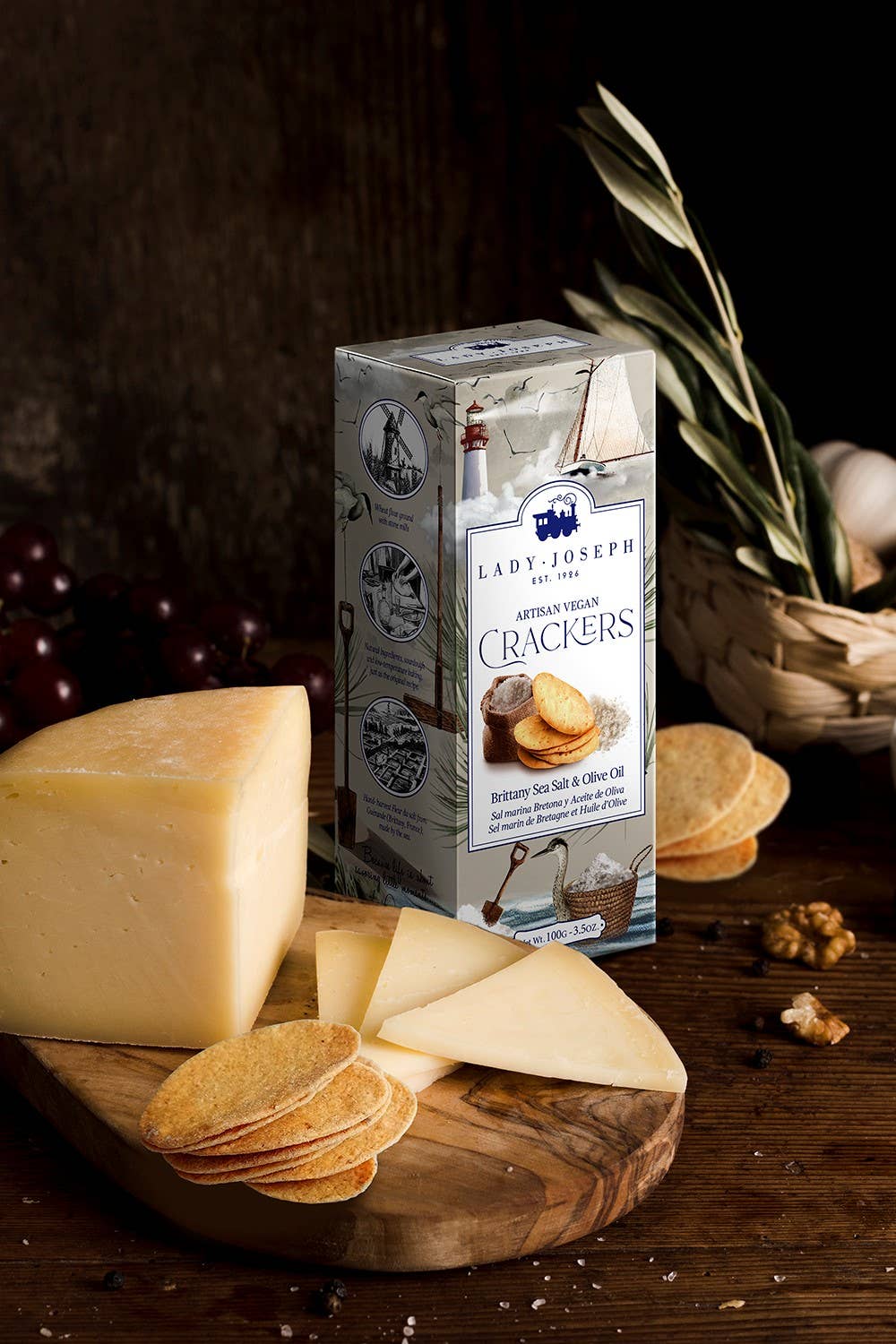 Crackers Vegani Artizanali Lady Joseph cu Sare de Mare din Bretania și Ulei de Măsline, 100g