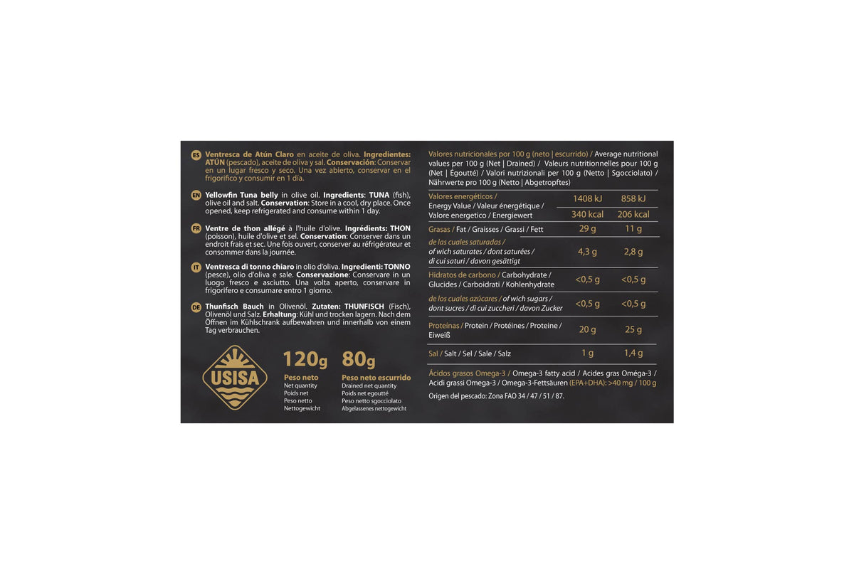 Fileuri de burtă de ton galben, 120 g USISA