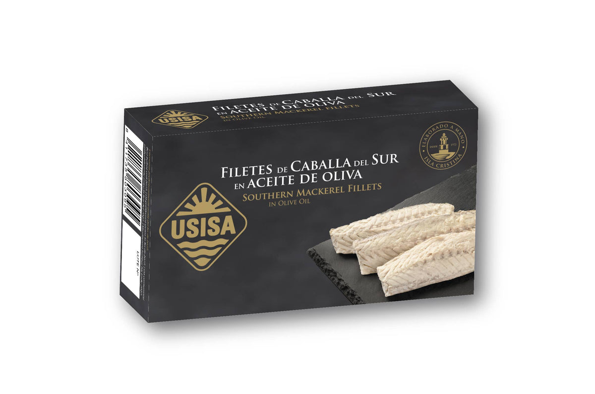 Fileuri de macrou sudic în ulei de măsline, 120 g USISA
