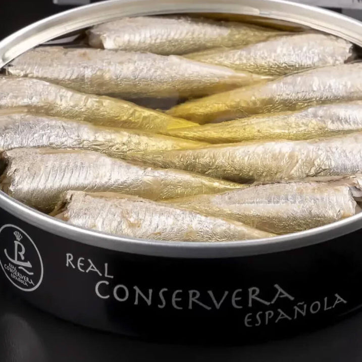 Baby sardine în ulei de măsline 14/18, 112 g - Real Conservera, Spania